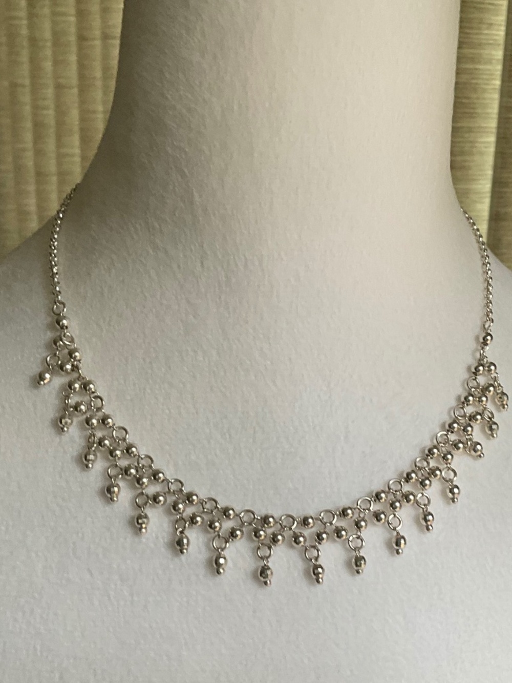 Milor Sterling Silver Beaded Dangle Necklace 18”